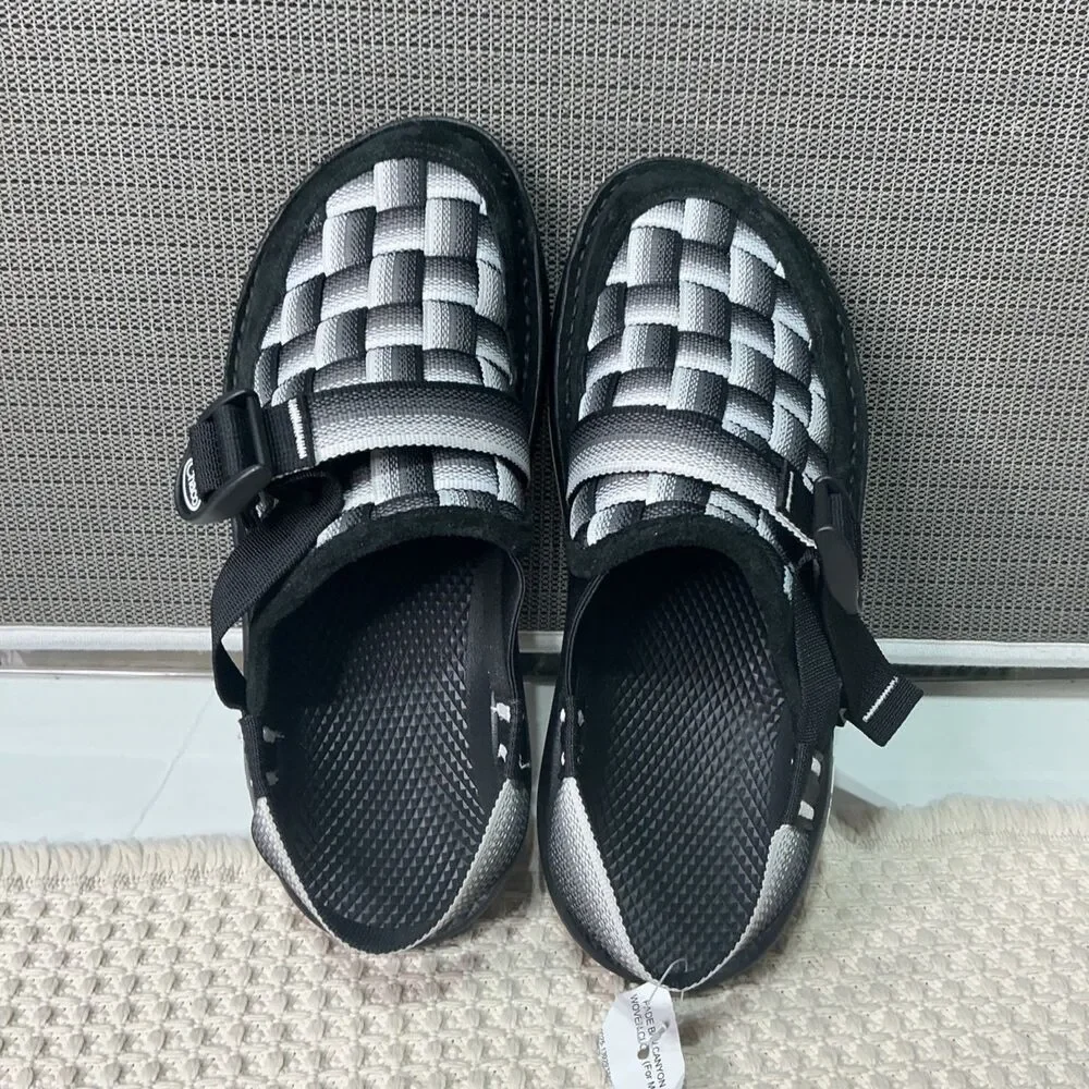 Chaco Canyon Woven Clog - Fade Black/White Men's Size 10 Adjustable Sandals